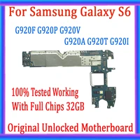full function for samsung galaxy s6 g920f g920v g920i motherboard with chips 32gb original unlocked plate