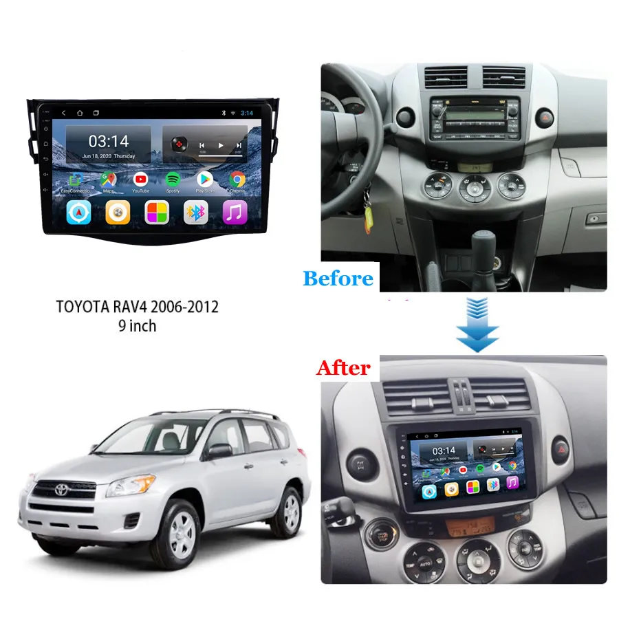 9 &quotAndroid 10 для Toyota RAV4 2009 2010 2011 2012 2013 мультимедийный видео GPS навигатор