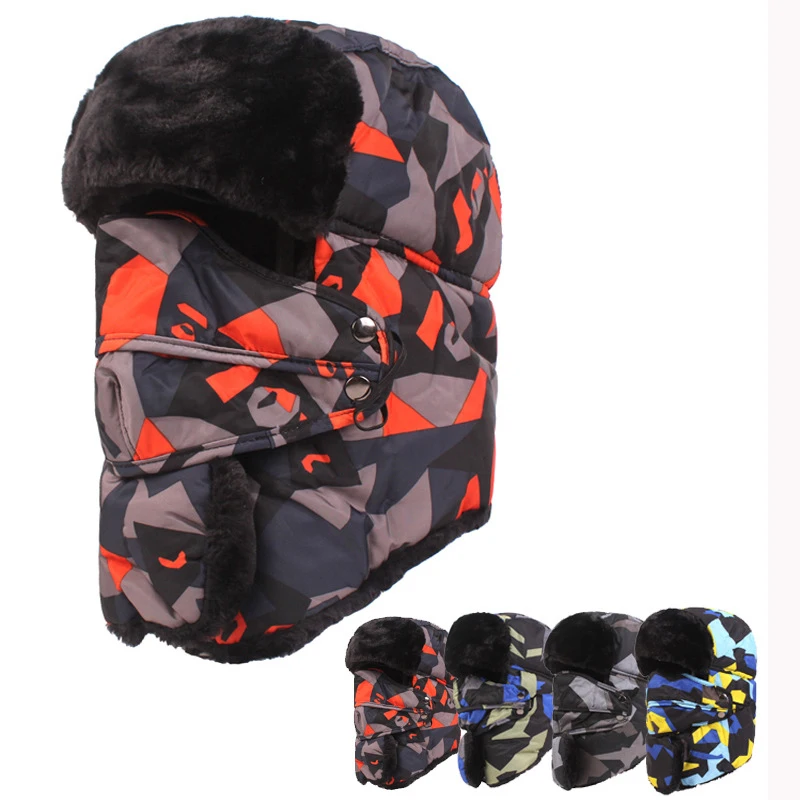 HT2790 камуфляжная Русская Шапка плотная Теплая мужская и женская зимняя шапка