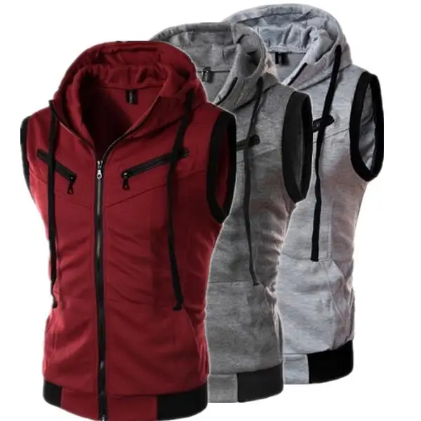 

Men Jacket Vest Top Autumn Men Clothing Sleeveless Hooded Jacket Man Solid Ropa Hombre Casual Sportswear Zipper Vests