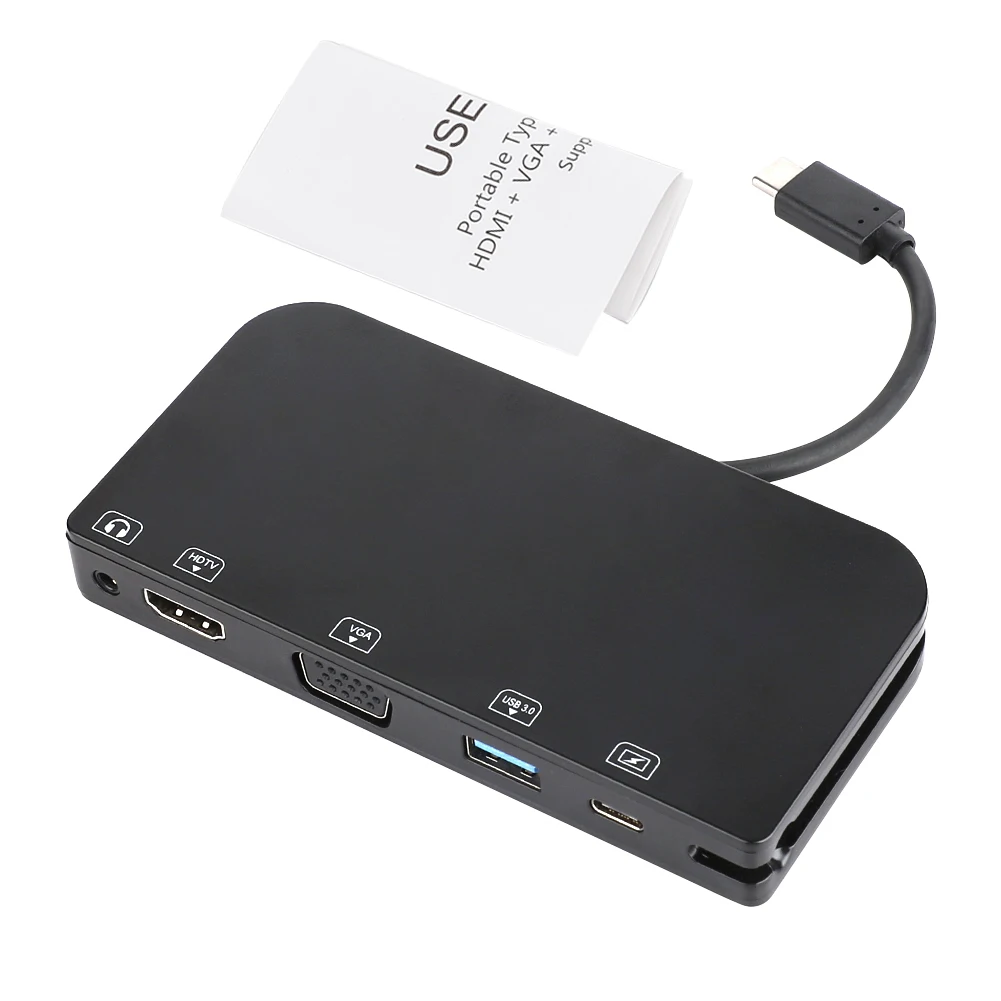 

Type-C to HD/VGA/Audio/USB 3.0/USB C Port Adapter Type-C Extender HD Multimedia Interface Converter for MacBook pro