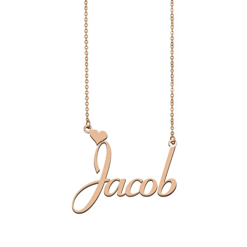 

Name Necklace Jacob Personalised Stainless Steel Gold for Women Choker Alphabet Letter Pendant Girls Mom Jewelry Gift