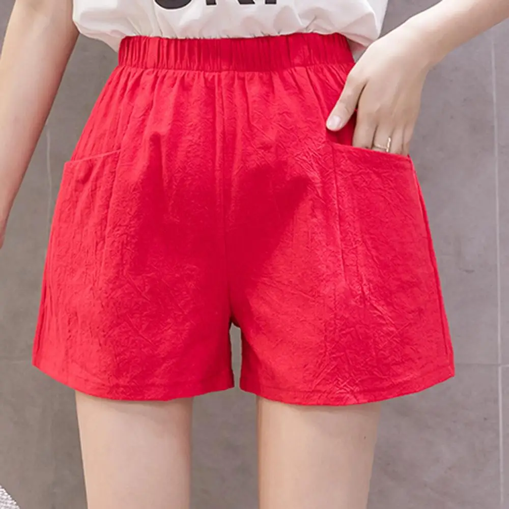 

Sexy Shorts Women Solid Cotton linen High Waist Loose Casual thin Wide Leg Shorts Summer Ladies Shorts Q40