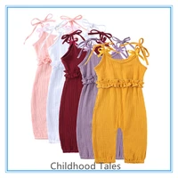 summer hot sale fashion children girls solid color sling sleeveless lace baby girl one piece suit
