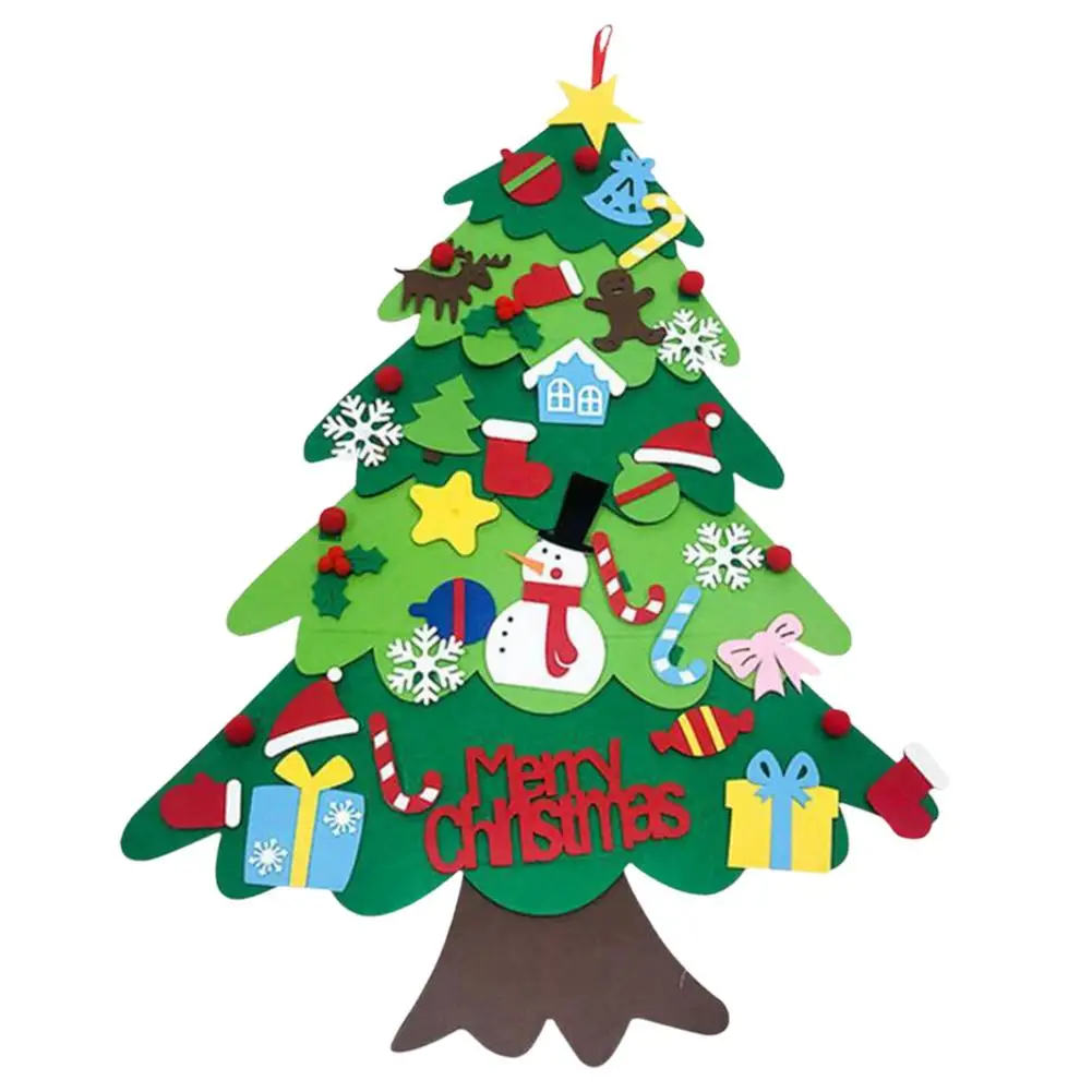 

DIY Felt Christmas Tree Set With 40pcs Ornaments Christmas Decorations Wall Hang DIY Felt Christmas Tree For Kids Toddlers Chris