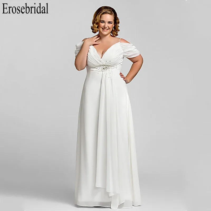 Женское длинное вечернее платье Erosebridal белое Элегантное Длинное размера плюс