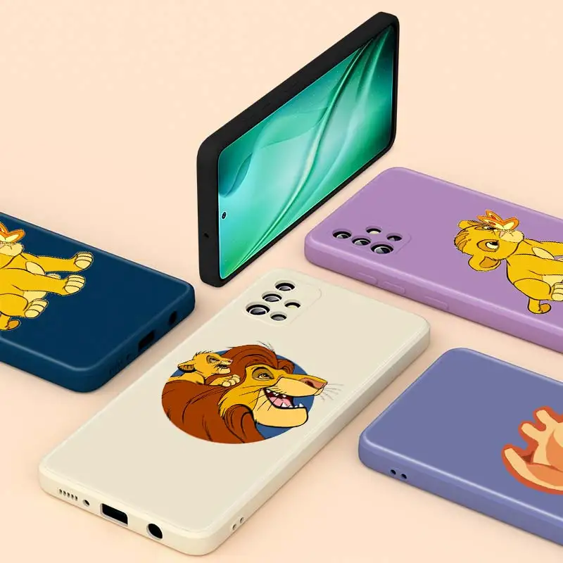 

Cute Lion King Simba For Samsung A20S A02 A72 A71 A32 A31 A20 A30 A21S A91 A81 A52 A51 A50 Capa Liquid Silicone Phone Case