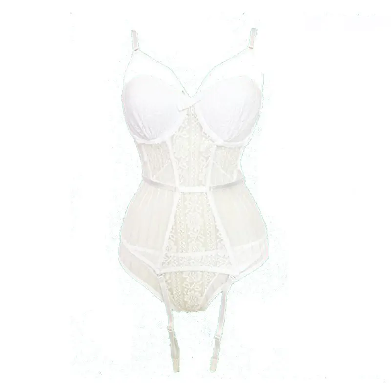 White Varsbaby, сексуальный глубокий v-образный вырез, стринги, Прозрачная форма, боди, кружево, пуш-ап, бюстгальтеры, нижнее белье, набор ресниц, искушение, забавный, полый бюстгальтер, набор - Цвет: White