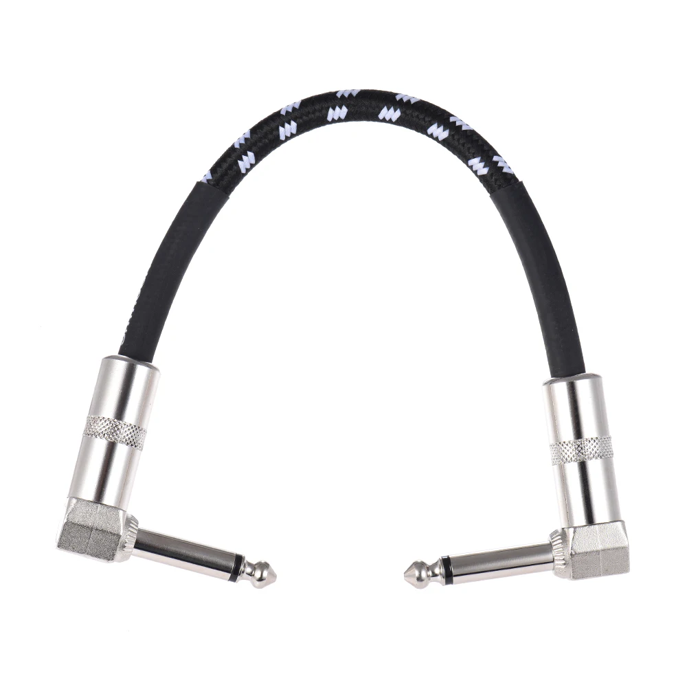 

ammoon Guitar Effect Pedal Instrument Patch Cable 15cm/ 0.5ft Long with 1/4" 6.35mm Silver Right Angle Plug Woven Jacket
