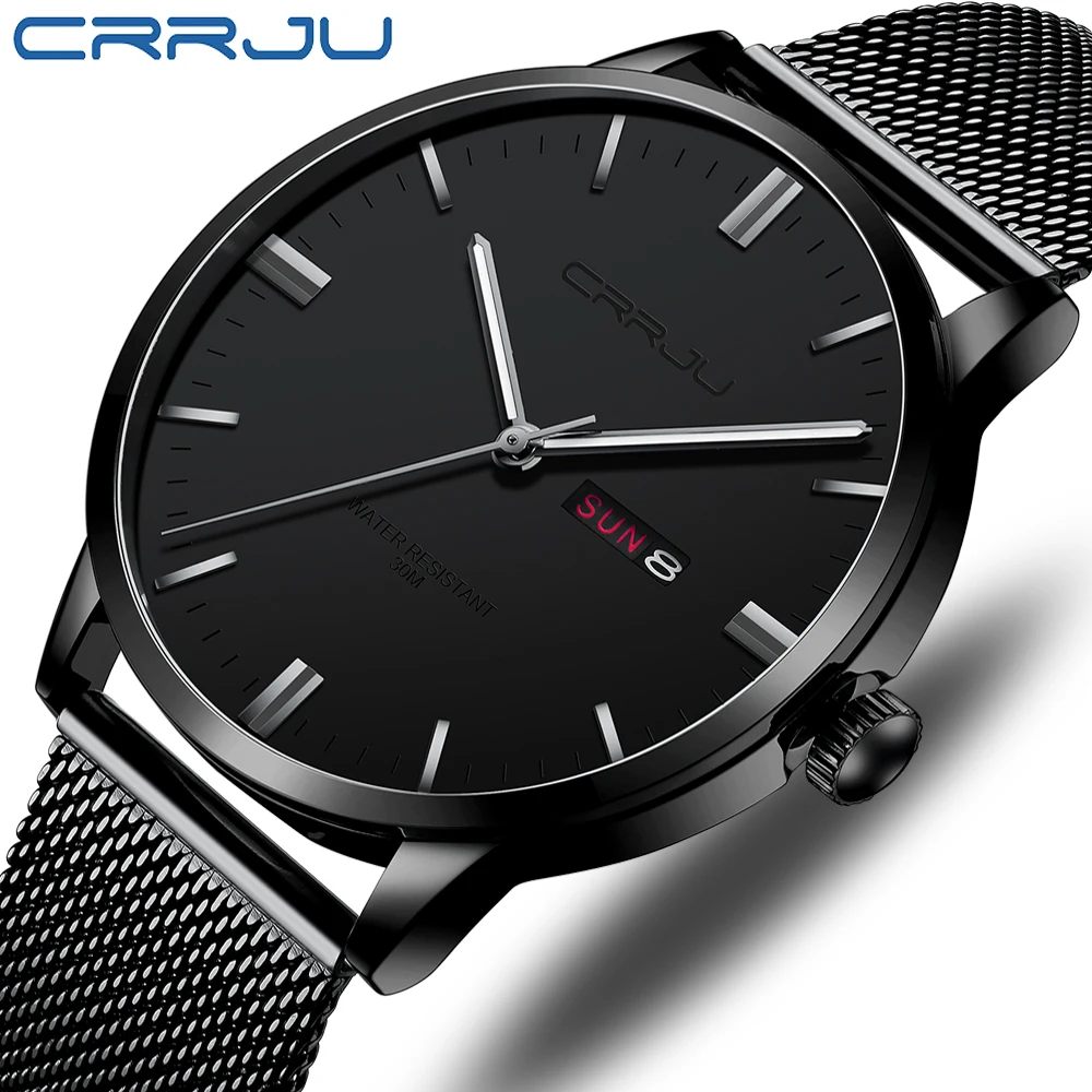 

CRRJU Watches for Men Top Brand Luxury Fashion Business Quartz Men’s Wristwatch Stainless Steel Waterproof Sports Clock
