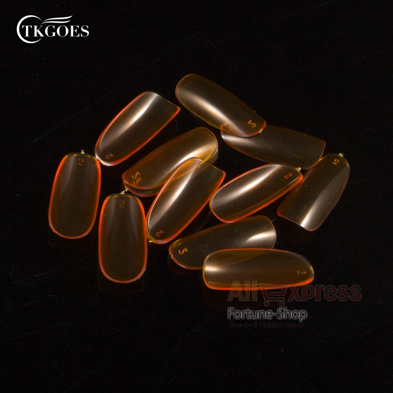 TKGOES 500 шт. прозрачные овальные накладные ногти оранжевого цвета для французского