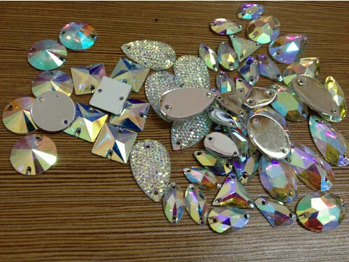 

Free shipping~! 13x19mm,19x27mm Nick Profiled shape crystal AB color Flat Back Sew On Resin stones .50~1000pcs/Lot