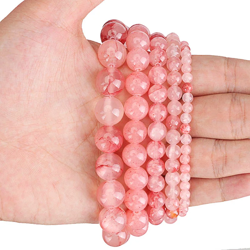 

Natural Cherry Red Jades Stone Beads Round Loose Spacer Beads For Jewelry Making DIY Bracelets Necklace Earring 4/6/8/10/12mm