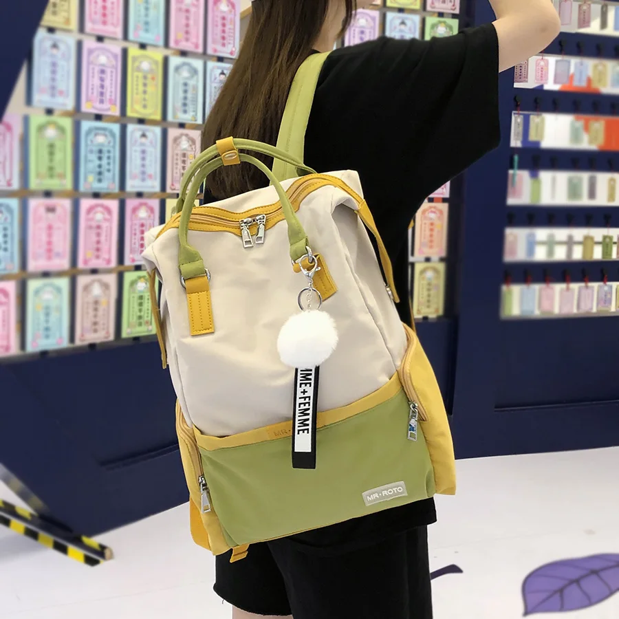 

Candy Panelled Colors Women Backpacks 2021 Cute Waterproof School Bags for Teenage Girls Japanese Original Sweet Travel Backpack