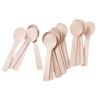 100pcspack disposable wooden spoon ice cream scoop coffee honey spoon teaspoon tableware mini cutlery set kitchen accessories