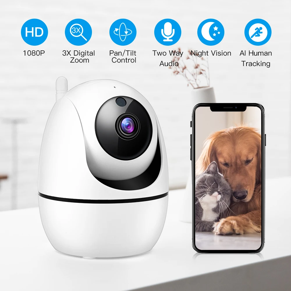 HD 1080P облачная IP камера WiFi беспроводная умная авто слежение за человеком Домашняя