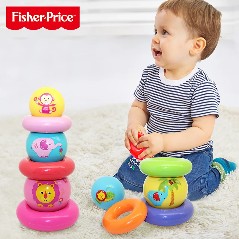 Fisher-Price детские игрушечные мячи тренировочный мяч штабелирование мяч наконечник надувной мяч ручной мячик пинч мяч детский мяч для обучения детей