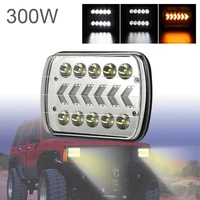 300w square headlights with white amber arrow drl dynamic sequential turn signal for off road vehicle truck bus
