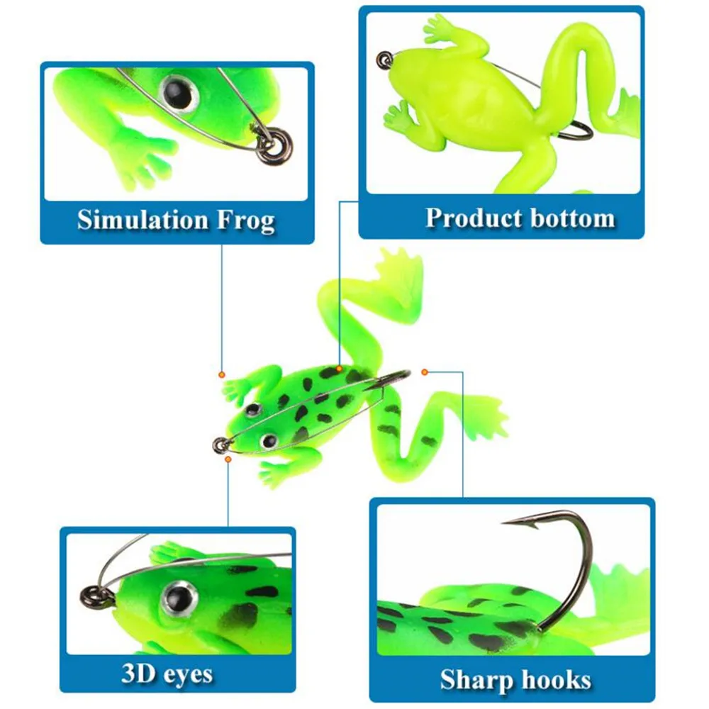 1PCS Thunder frog LURE  Black Fish Killer 5.2G 6CM With Single Hook Frog Soft Bait Simulation Artificial Bait