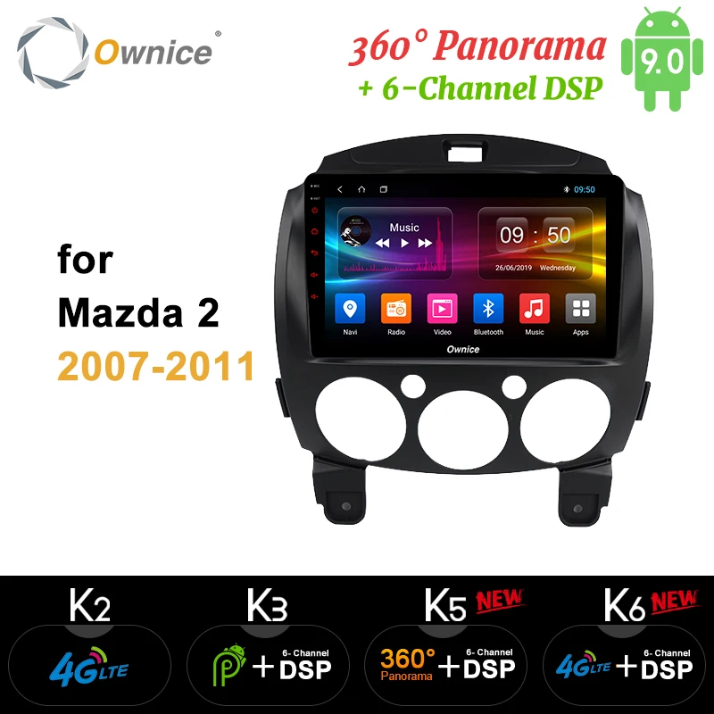 Автомобильный DVD плеер Ownice k3 k5 k6 9 дюймов GPS для mazda 2 2007 2011 автомобильный радиоплеер