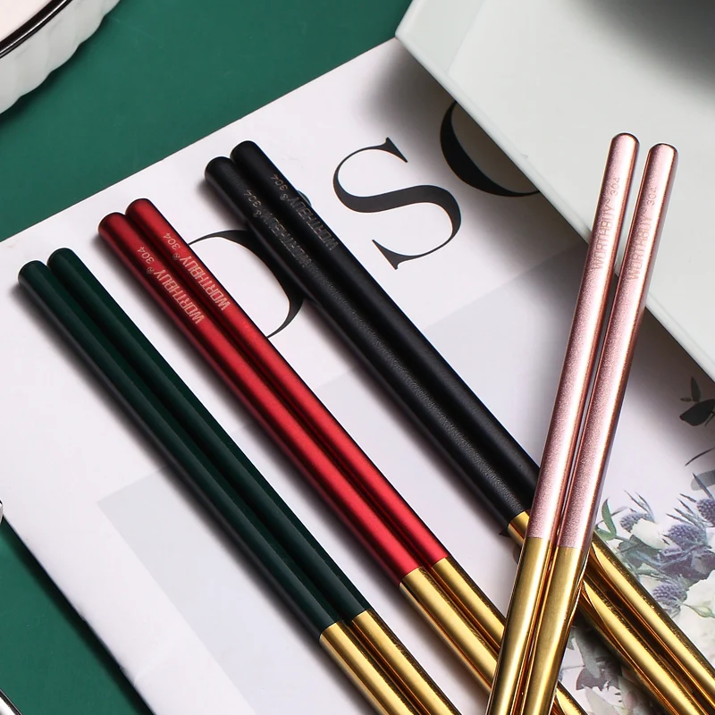 VandHome 5 Pairs Colorful Chopsticks Set 304 Stainless Steel For Sushi Food Sticks Non-slip Reusable | Дом и сад