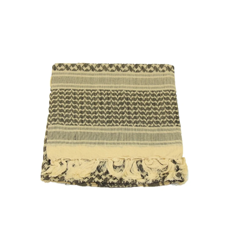 Открытый тактический военный пустынный арабский шарф с кисточками Shemagh Scarve шейный платок на шею головной убор походный страйкбол стрельба аксессуары - Цвет: YE
