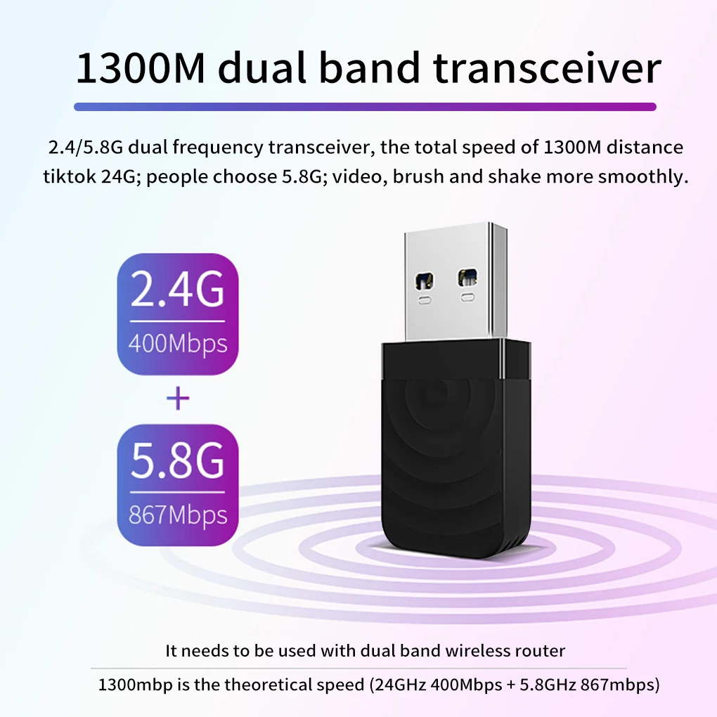 

650M-1300Mbps 2,4G и 5G двухдиапазонный usb-адаптер 3,0 Беспроводной Вай-Фай адаптер 802.11AC высокое Скорость сетевая карта адаптер для ноутбука, настольн...