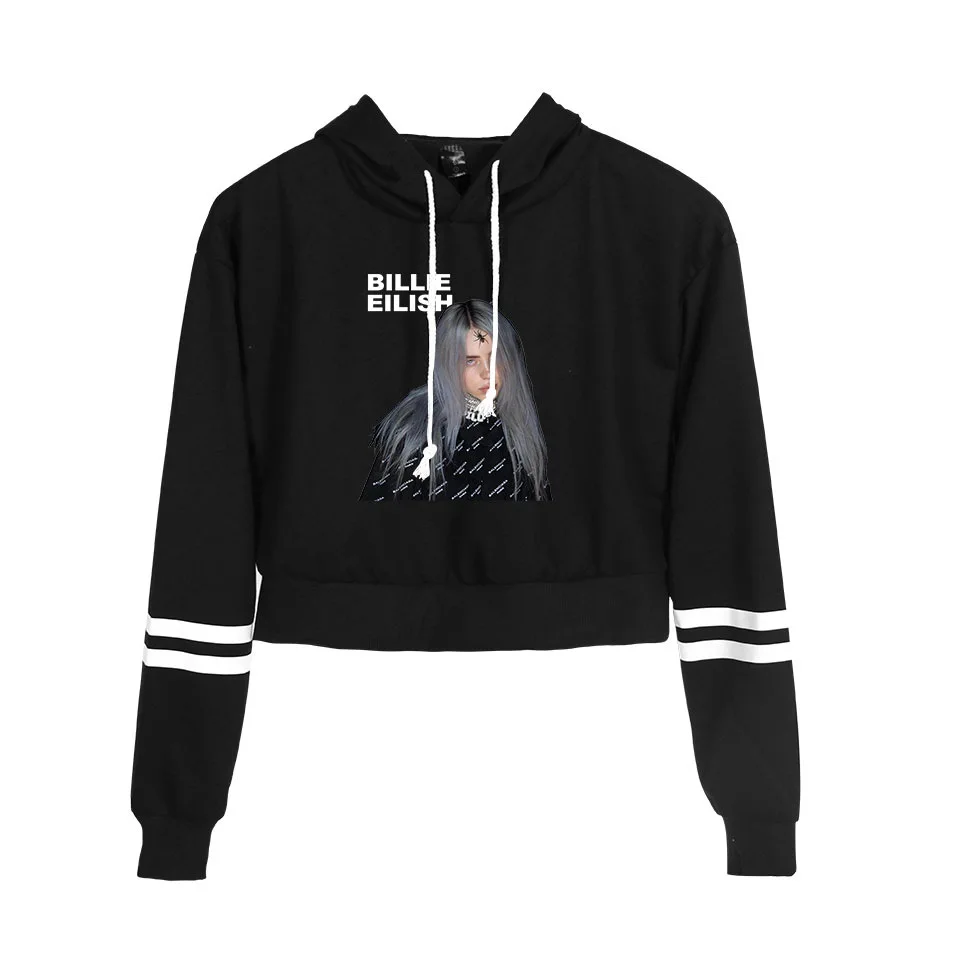 Толстовки в стиле хип-хоп Billie Eilish Kpop, укороченный топ, толстовки, женская сексуальная Весенняя Осенняя хлопковая одежда Billie Eilish, сексуальная одежда для девочек