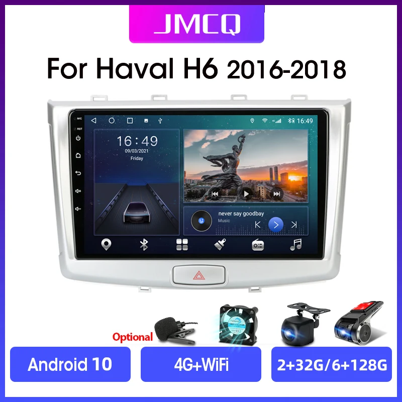 

JMCQ Android 10 4G For GREAT WALL Haval H6 2016-2017 2018 Car Radio Multimidia Video Player Navigation GPS DSP No 2din Carplay