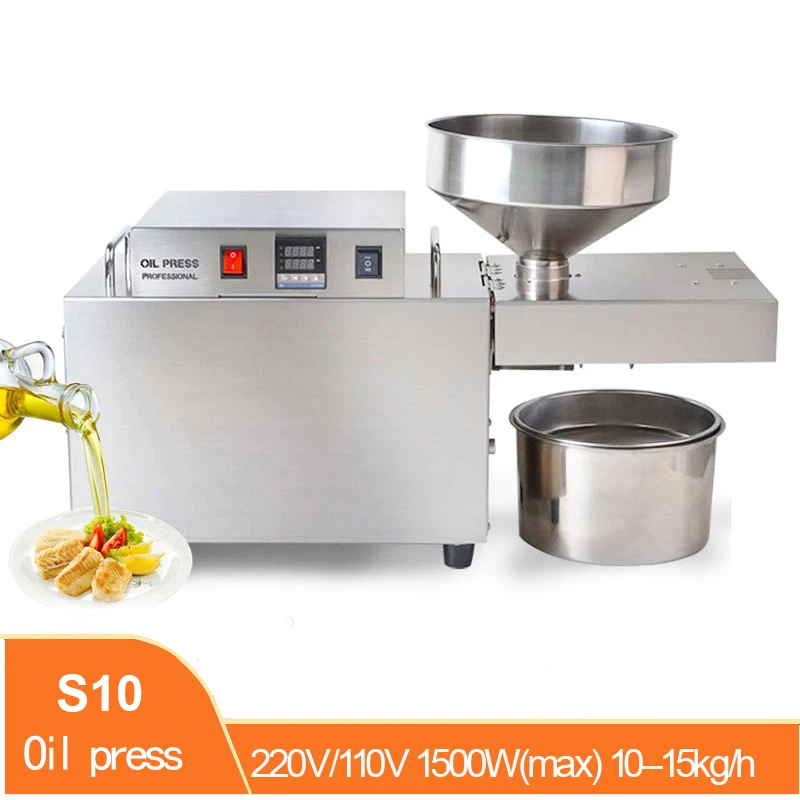 

S10 Automatic Stainless Steel Oil Press Heavy Duty Intelligent Commercial Oil Press Sunflower Seed Peanut Oil Press 220V/110V