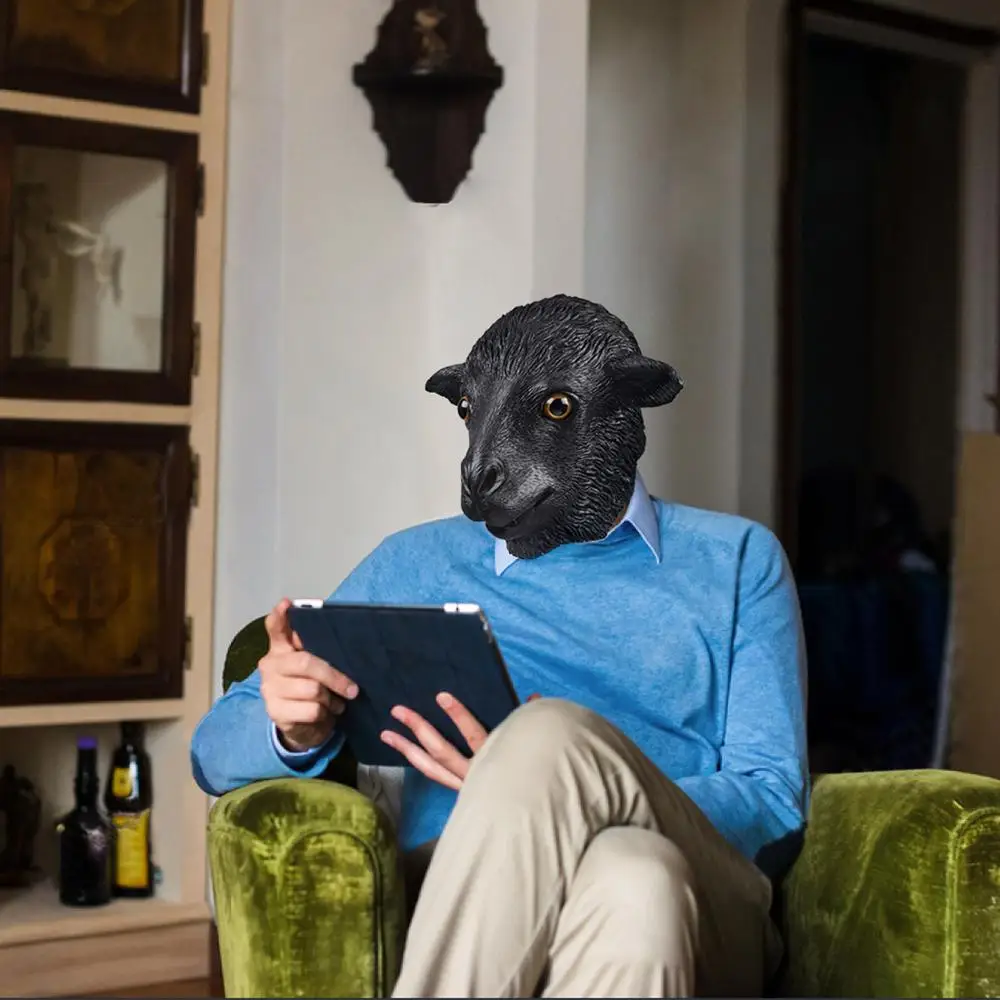 Овца Ram маска животное ферма овца полная голова латексные маски на Хэллоуин