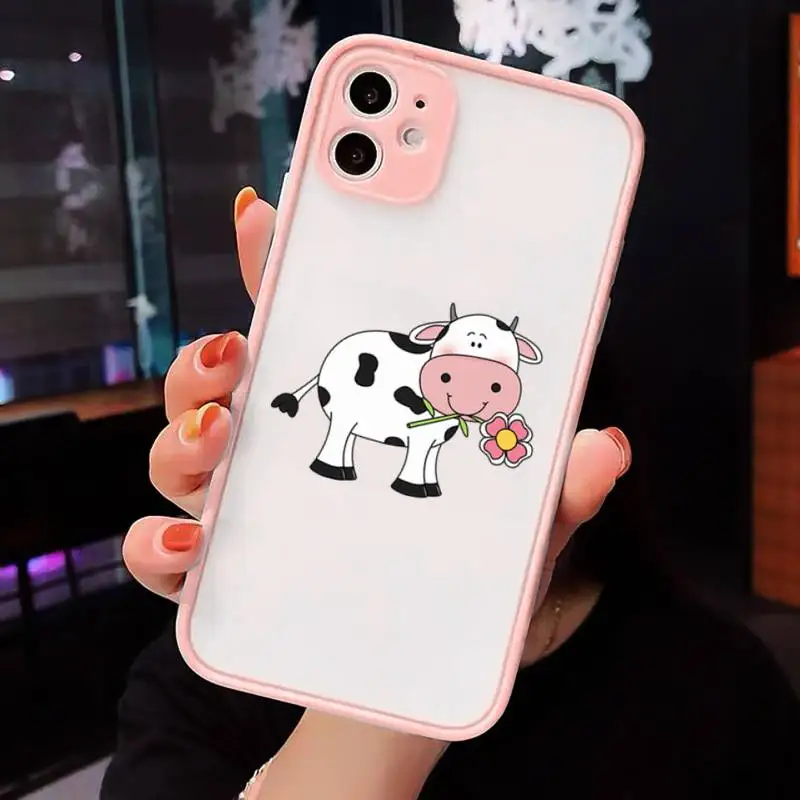 

Cow cartoon cute pattern Phone Case matte transparent For iphone 7 8 11 12 plus mini x xs xr pro max cover