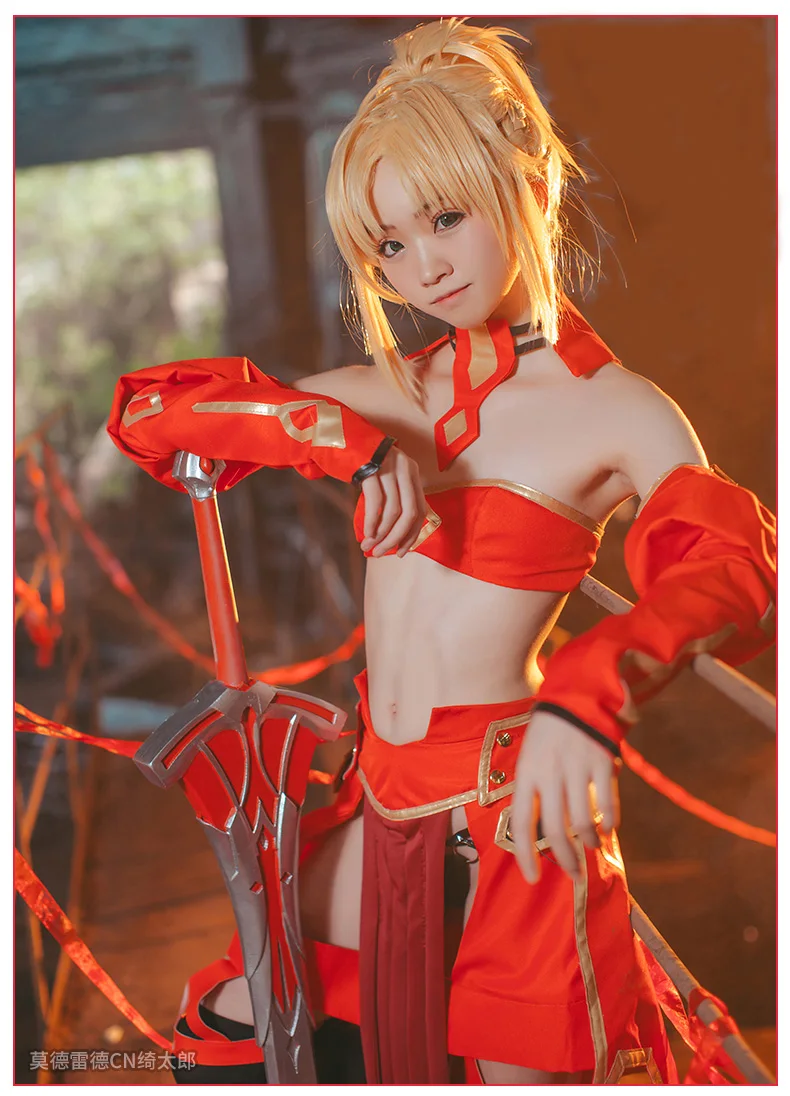 Fate/Apocrypha Mordred Косплей Костюм мордреда боевой костюм женский на Хэллоуин красный