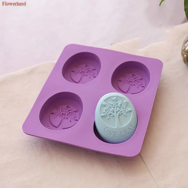 New Soap Making Supplies Food Grade Silicone Mold Four-hole Elliptical Tree Mold Handmade Soap Mold DIY Cold Soap Silucone Mold