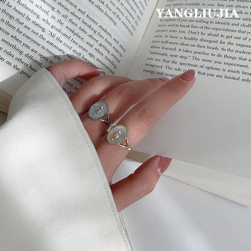 

YANGLIUJIA 2021 New French Retro Flower Tulips Gold Silver Metal Shell Opening Adjustable Ring Women Wedding Jewelry Gift