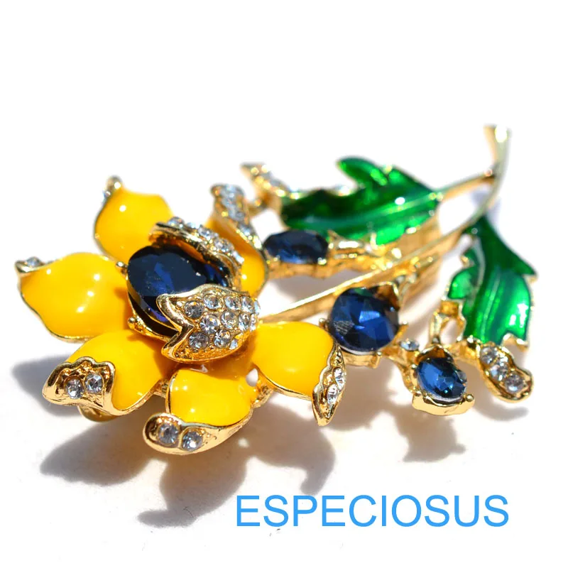 Элегантная булавка золотого цвета женские подарки фиолетового с цветком стразы