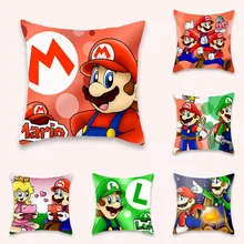 Game Super Mario Bros 45*45cm Cartoon Pillowcases Cushion Cover Soft Short Plush Decor Pillow Case Car Sofa Home Kids Gifts