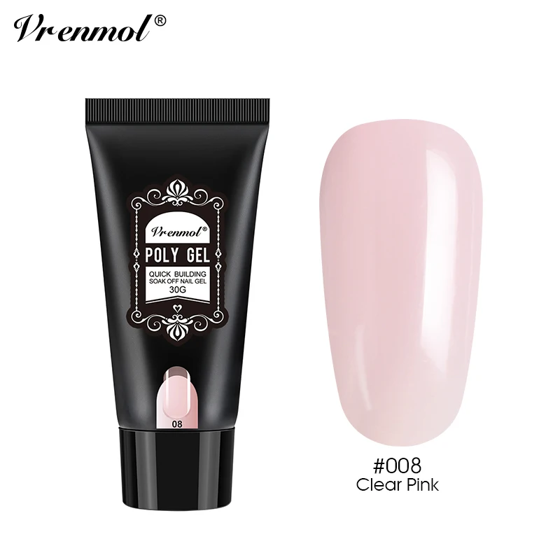 clear pink Vrenmol 30 г дизайн ногтей прозрачный камуфляж цвет поли гель для наращивания ногтей кристалл поли гель для наращивания ногтей Маникюрный Инструмент - Цвет: clear pink
