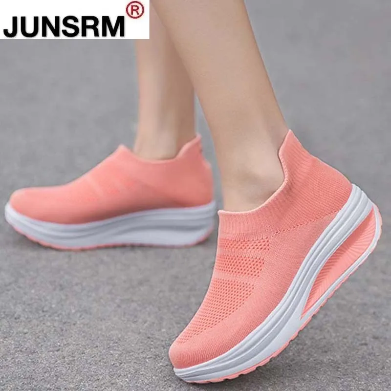 

2021 Woman Vulcanize Shoes Ladies Women's Sneakers Fashion Slip-On Sock Platform Sneakers Female Women Shoes Zapatillas Mujer