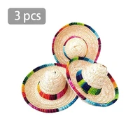 3pcs crazy nights natural straw mini mexican hat desktop party supplies carnival birthday party decorations cinco de ma yo party