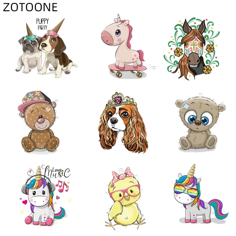 ZOTOONE Милая нашивка единорога утюжок на собачьем медвежонком патчи с