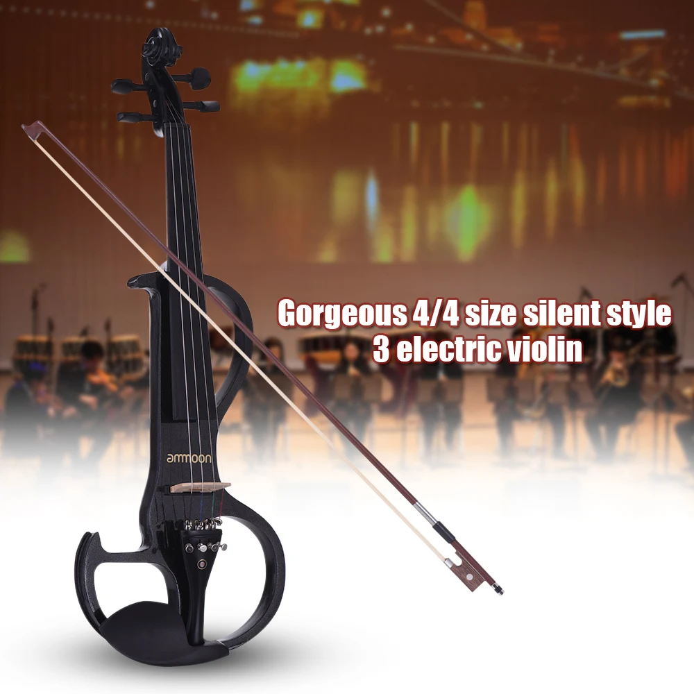 

Full Size 4/4 Electric Silent Violin Fiddle Style-3 Ebony Fingerboard Pegs Chin Rest Tailpiece With Case Tuner Headphone