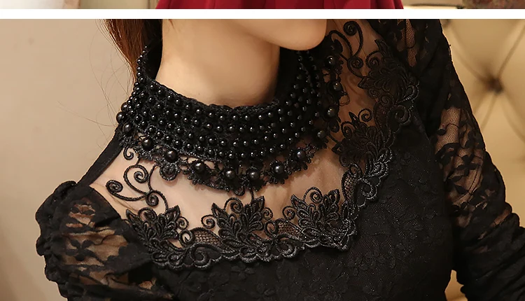 

2017 New Arrival Fashion Sexy Lace Tops Autumn Blouse Elegant Slim Plus Size Lace Blouse Long Sleeve Casual Blouse 800B 25