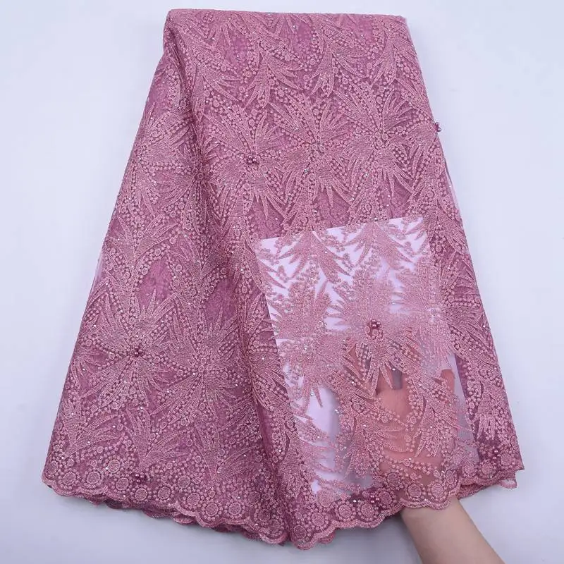 Африканская вышитая бисером кружевная ткань нигерийская 2020 высококачественное