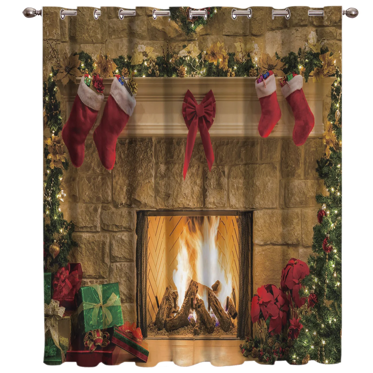 Рождественские шторы для окон камина занавески гостиной ванной кухни уличное