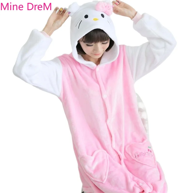 Кигуруми комбинезон пижама животные мультфильм белый рукав котенок кошка костюм