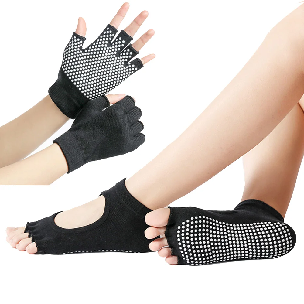 

Sports Fitness Yoga Socks and Gloves Set Five-toe Anti-skid Breathable Glove Socks Set PSEN999