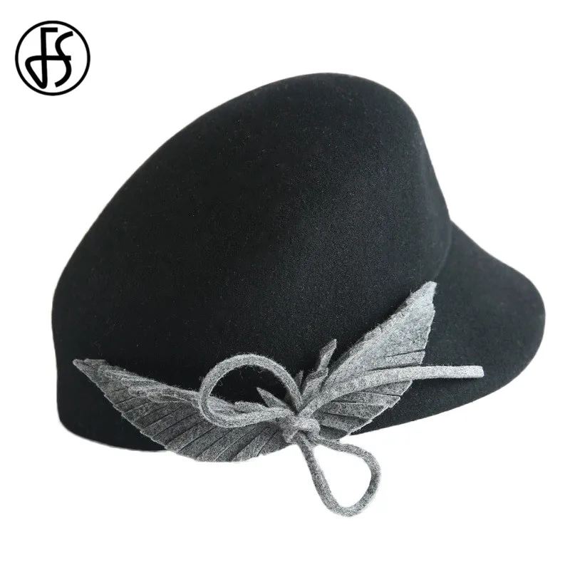 Женская шерстяная шляпка Колокол FS с широкими полями восьмиугольная из фетра