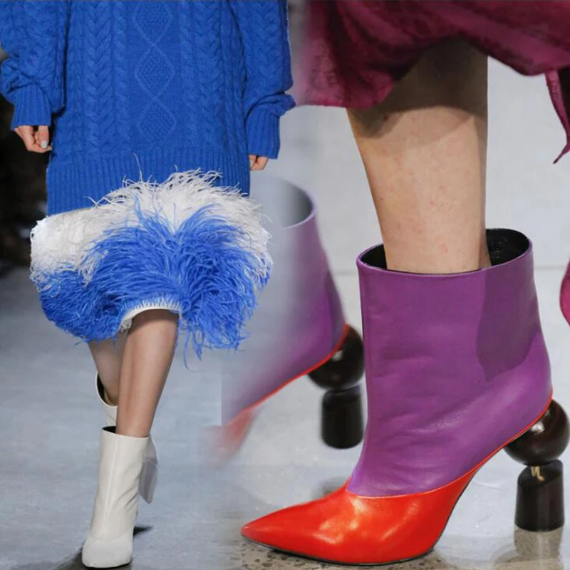 Женские ботильоны с острым носком модельные кожаные ботинки на высоком каблуке