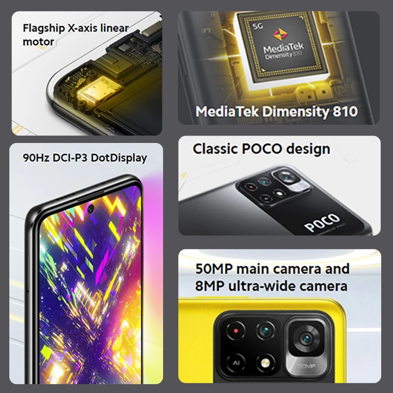 global version poco m4 pro 5g mobile phone 64gb128gb mtk dimensity 810 nfc 90hz6 6display 33w pro fast charging 50mp camera free global shipping